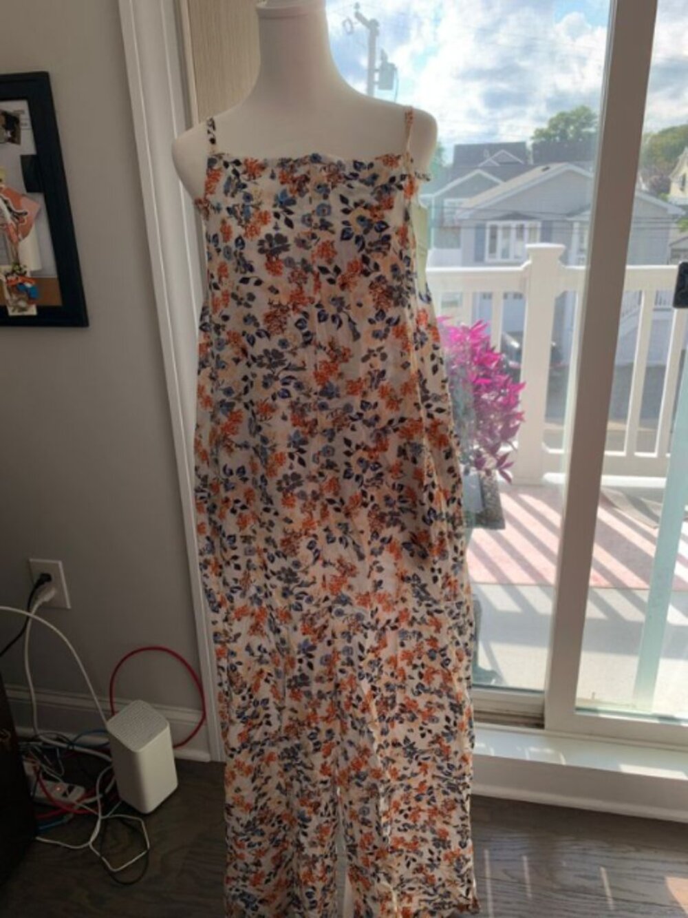 Women's Floral Print Wide Leg Jumpsuit size XL